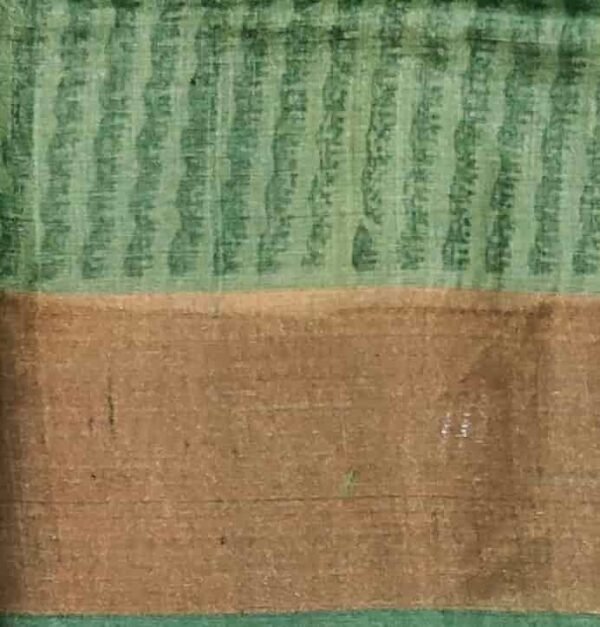 Pure Tussar Silk Saree with Floral Prints & Golden Tissue Border