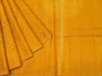 Pure Mustard Yellow Tussar Silk Saree with Threadwork Buttas