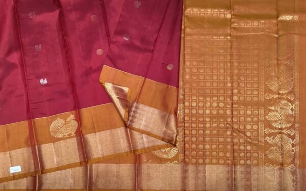 Maroon Soft Silk Saree with Annapakshi Buttas and Zari Pallu