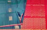 Soft Silk Saree In Peacock Blue Dual Shade With Elephant Motifs