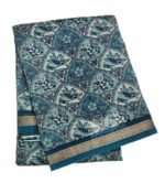 Pure Teal Blue Chanderi Cotton Saree