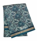 Pure Teal Blue Chanderi Cotton Saree