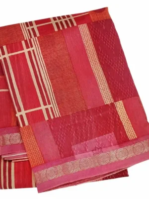 Pure Pink Chanderi Cotton Saree In CloseUp
