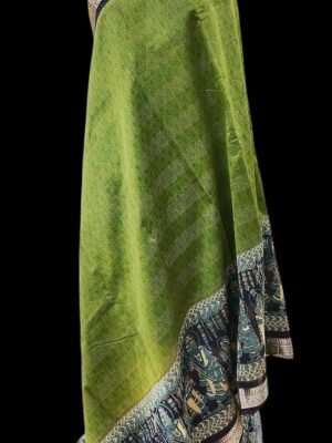 Pure Moss Green Chanderi Cotton Saree