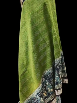 Pure Moss Green Chanderi Cotton Saree
