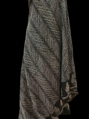 Pure Black Chanderi Cotton Saree