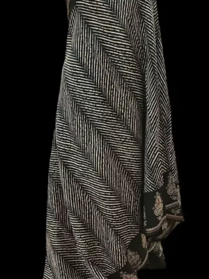 Pure Black Chanderi Cotton Saree