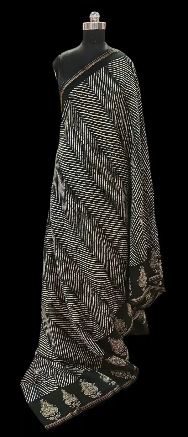 Pure Black Chanderi Cotton Saree