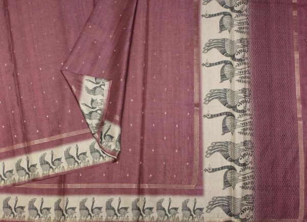 Mauve Pink Semi Tussar Saree
