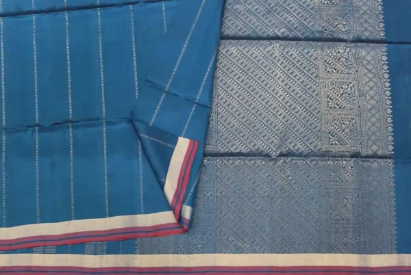 Peacock Blue Handloom Soft Silk Saree