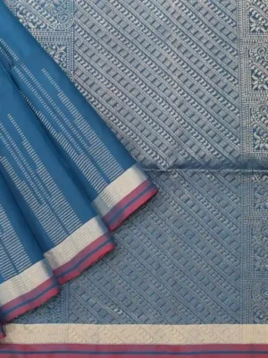 Peacock Blue Handloom Soft Silk Saree