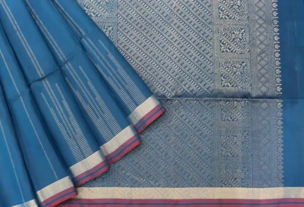 Peacock Blue Handloom Soft Silk Saree