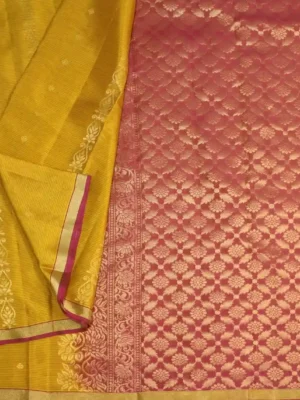 Pavithram Soft Silk Saree Yellow Shades In CloseUp