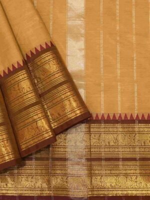 Amber Shine Kanchi Chettinad Cotton Saree Contrast Border