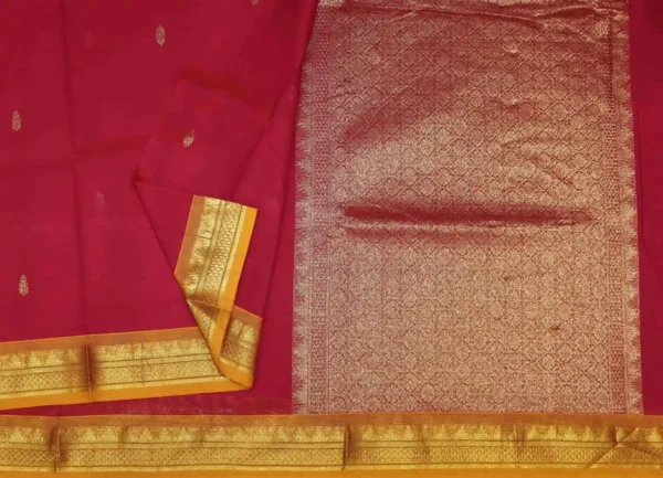 Dark Rani Pink Kanchi Chettinad Cotton Saree