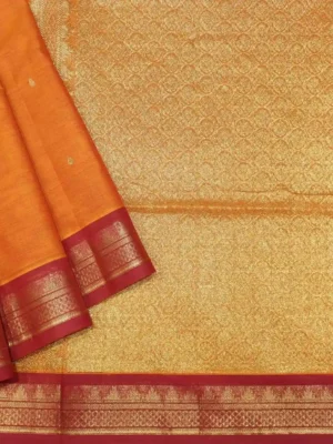 Dark Orange Kanchi Chettinad Cotton Saree