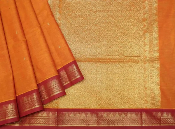 Dark Orange Kanchi Chettinad Cotton Saree