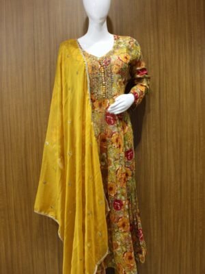 Multicolor Floral Print Anarkali Suit