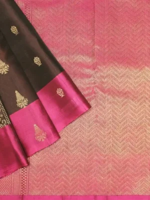 Dark Coffee Brown Pavithram Soft Silk Saree