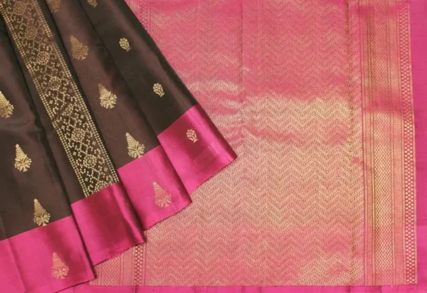 Dark Coffee Brown Pavithram Soft Silk Saree