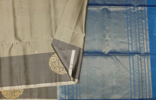 Dual Fossil Grey Handloom Pure Soft Silk Saree