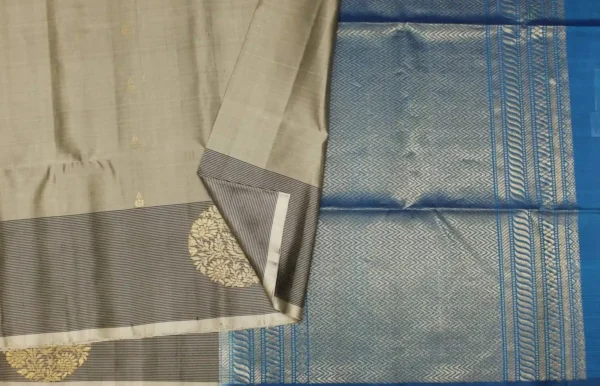 Dual Fossil Grey Handloom Pure Soft Silk Saree