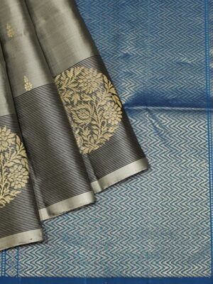 Dual Fossil Grey Handloom Pure Soft Silk Saree