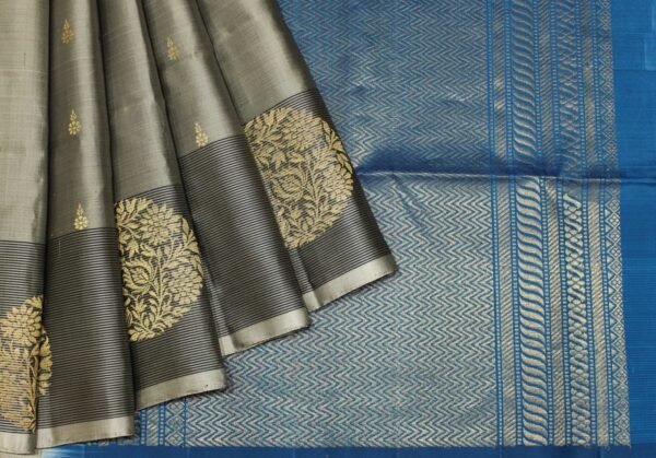 Dual Fossil Grey Handloom Pure Soft Silk Saree