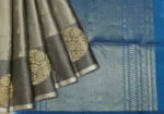 Dual Fossil Grey Handloom Pure Soft Silk Saree