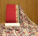 Maroon Chanderi Cotton Salwar Material with Floral Dupatta