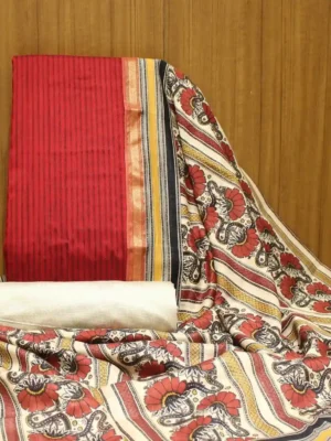 Maroon Chanderi Cotton Salwar Material with Floral Dupatta