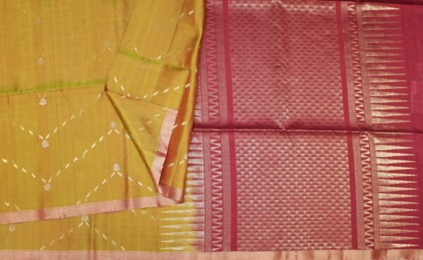 Mustard Soft Silk Saree with Vaira Oosi Zari Work