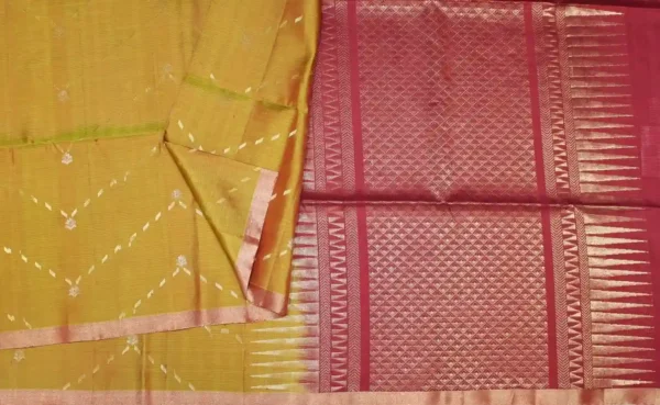 Mustard Soft Silk Saree with Vaira Oosi Zari Work
