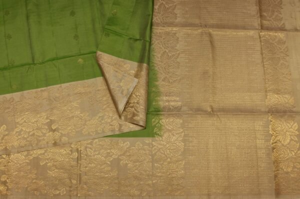 Light Green Soft Silk Saree Zari Floral