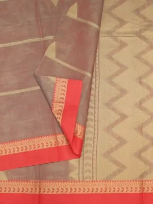 Mauve Kovai Cotton Saree Triangle Threadwork In CloseUp
