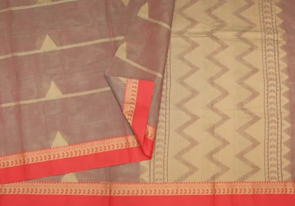Mauve Kovai Cotton Saree Triangle Threadwork