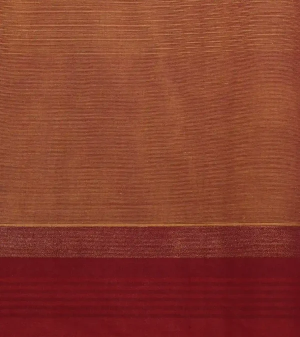 Pure Kovai Cotton Saree In Dual Brown With Horizontal Stripe Motifs