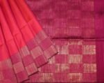 Pink Jute Silk Saree Zari Checks