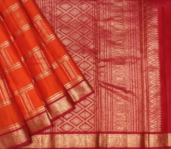 Fanta Orange Pavithram Soft Silk Saree