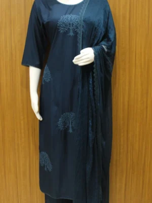 Navy Blue Straight Cut Salwar Set
