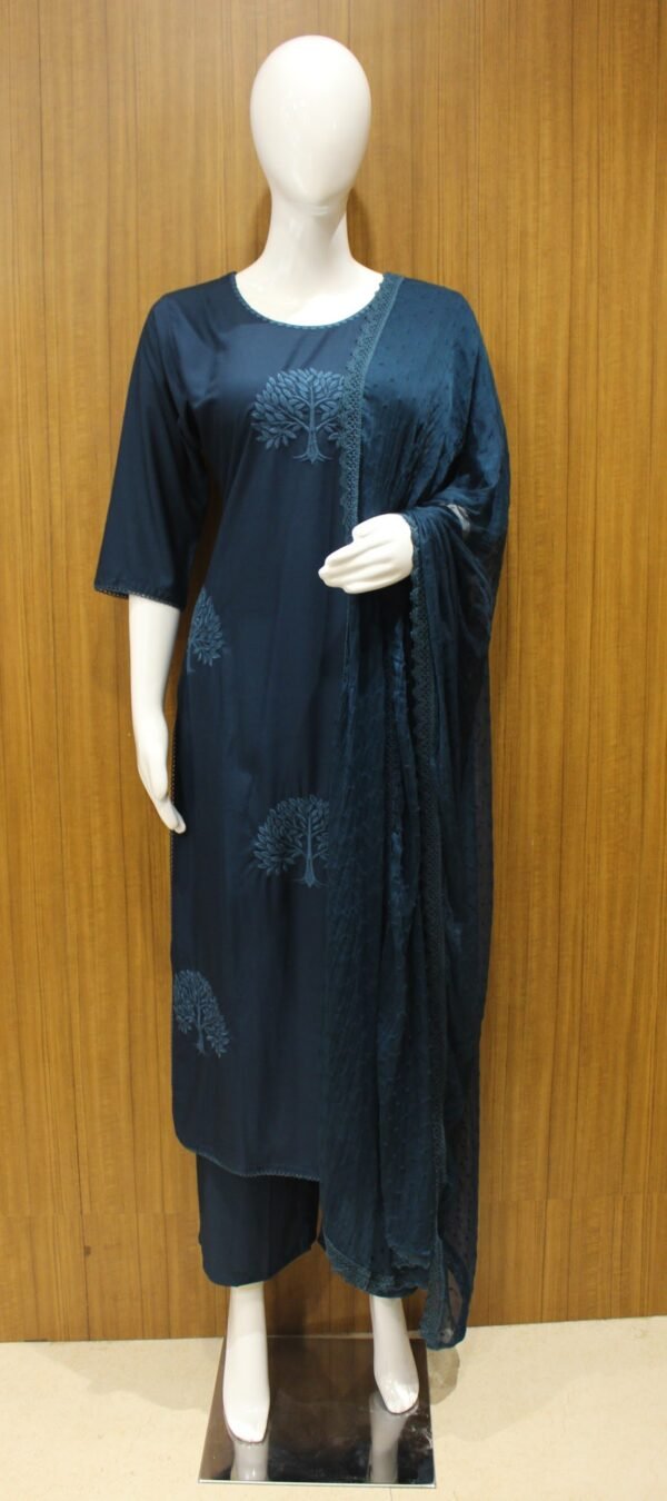 Navy Blue Straight Cut Salwar Set
