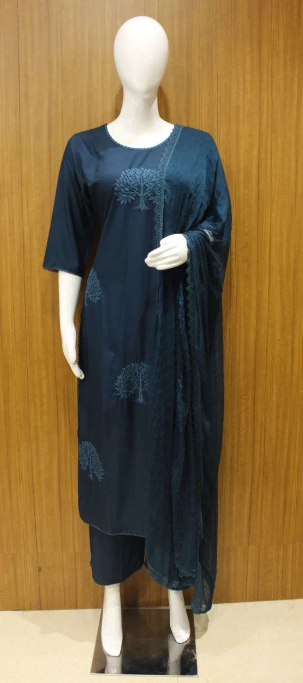 Navy Blue Straight Cut Salwar Set