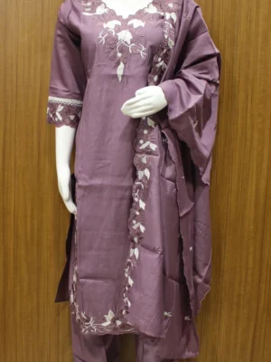 Purple Embroidered Salwar Set