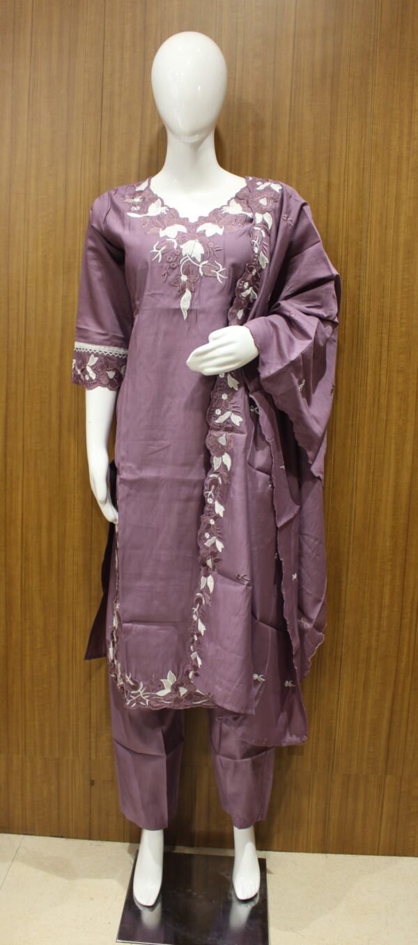Purple Embroidered Salwar Set