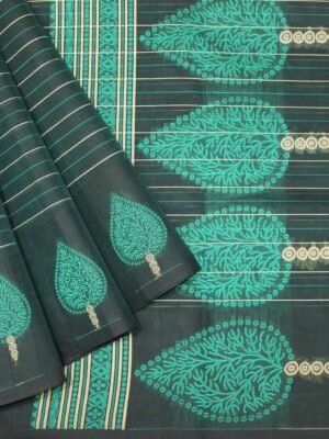 Teal Green Kovai Cotton Saree In Thilagam Motif