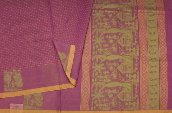 Purple Warli Kovai Cotton Saree