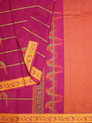 Rani Pink Kovai Cotton Saree In CloseUp Picture