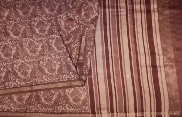 Pure Pastel Brown Chanderi Cotton Saree