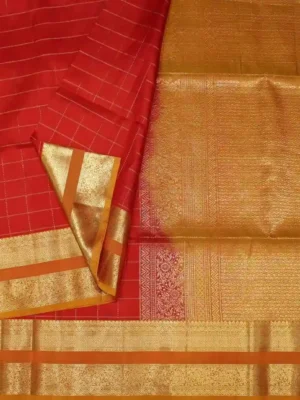 Dark Red Handloom Soft Silk Saree In CloseUp
