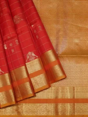 Dark Red Handloom Soft Silk Saree